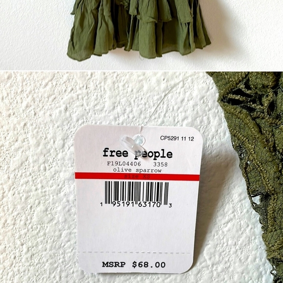 Free People Sexy Green Lace Camisole Intimate  Sz Med Nwt $68 37 To 38 Bust - Picture 2 of 8